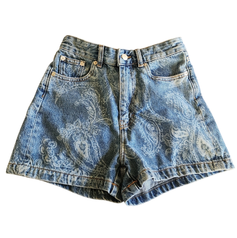 The Kooples Size 1 Paisley Bandana Print Denim Shorts XS